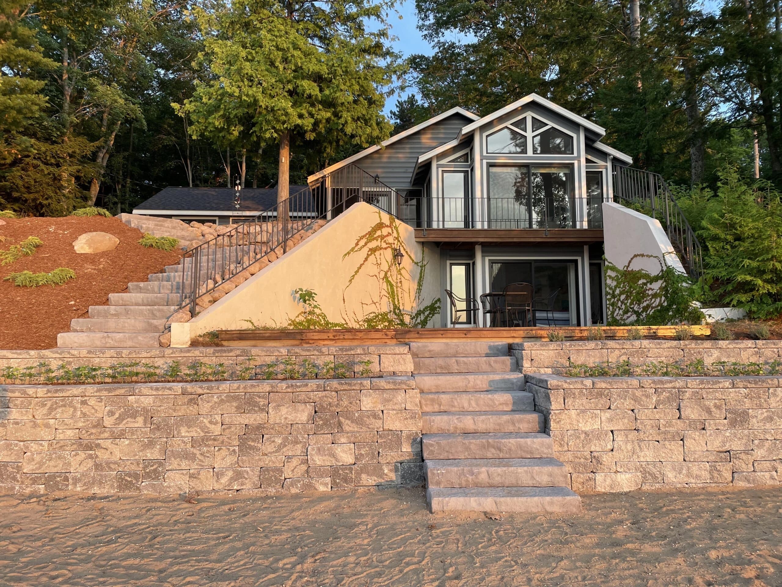 Steep lakefront slope before terracing
