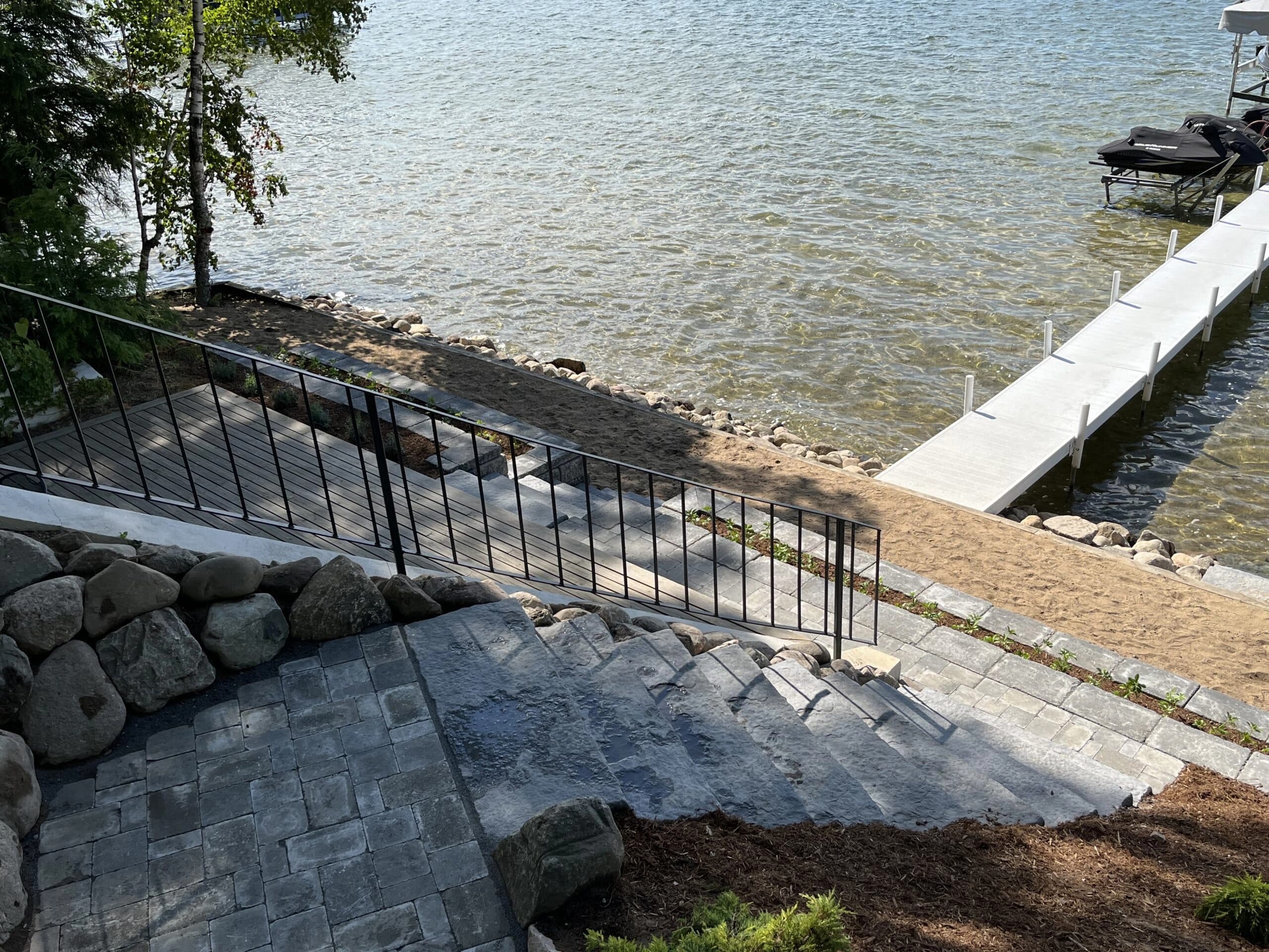 Stone steps descending toward the lake