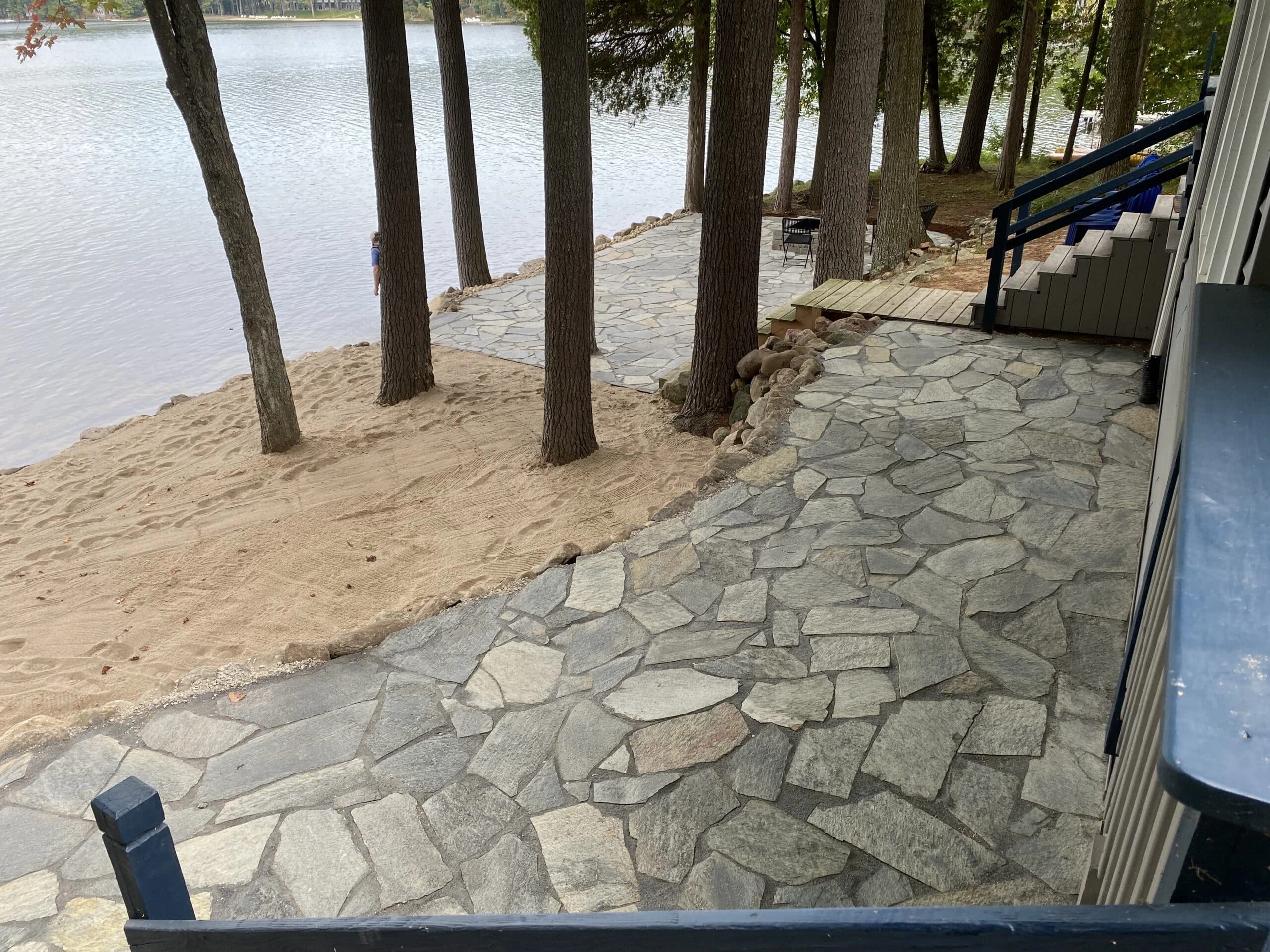 Boulder seawall and shoreline stabilization