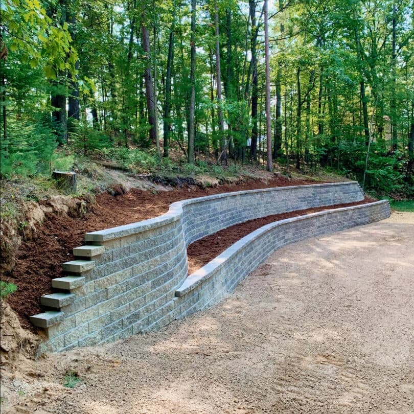 Terraced retaining wall and driveway at Lisa Johnson residence