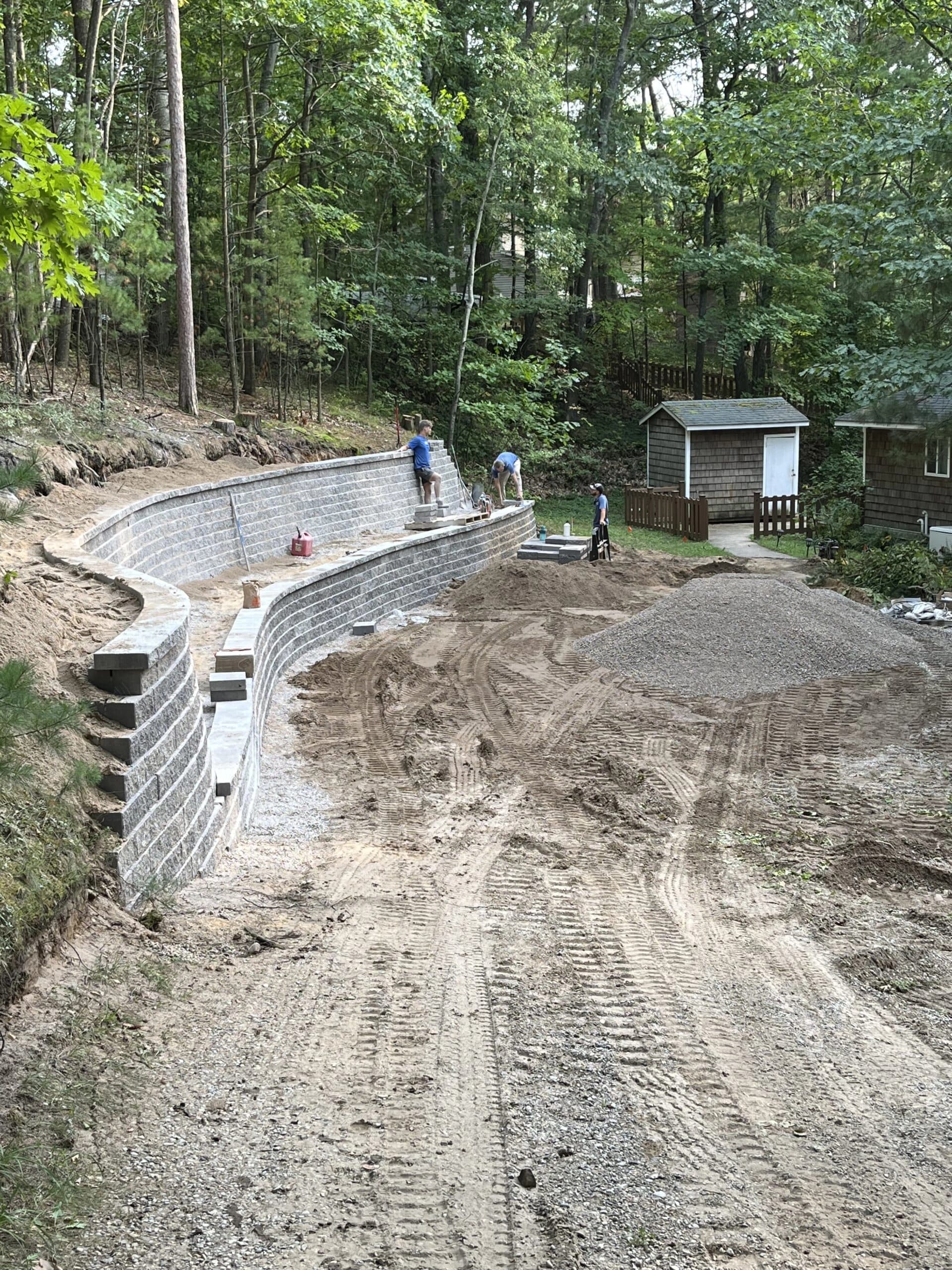 Curved terraced wall detail